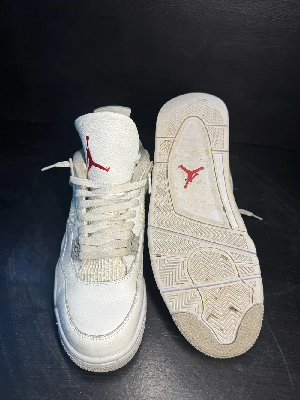 Jordan white and Red Retro 4 Sneakers